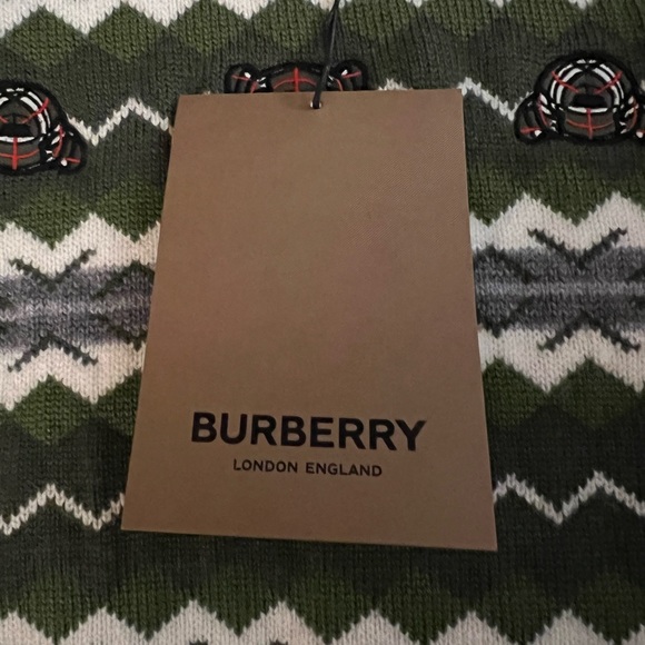 Burberry Kids NWT Mini Tomleigh Moss Green Fair Isle Sweater - Picture 7 of 11